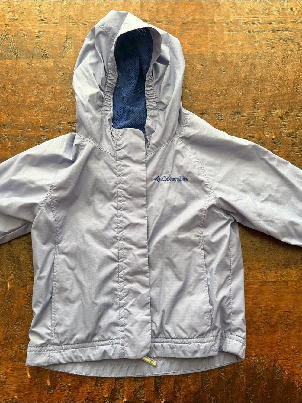 Columbia Kids Lavender Hooded Rain Jacket with Navy Lining